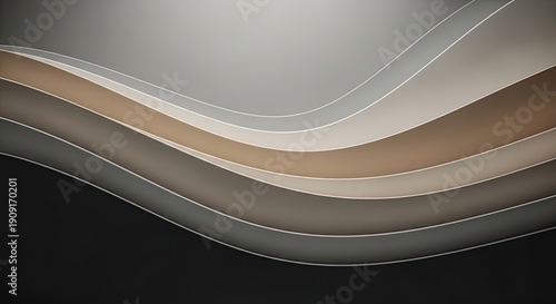Abstract layered wavy lines in shades of gray and brown