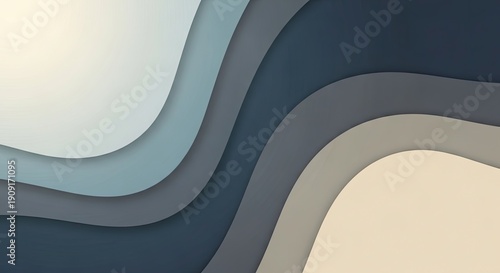Abstract layered waves in shades of blue and beige