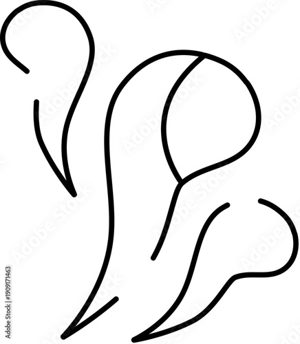 Black and white minimalist continuous line art drawing illustrating an abstract interpretation of a squirrel, capturing its iconic bushy tail and movement with simple, elegant curves