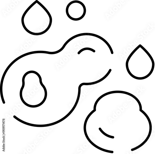 Soap suds, foam and water drops in a clean outline icon, symbolizing washing, bathing and freshness for hygiene, personal care and sanitary protection concepts