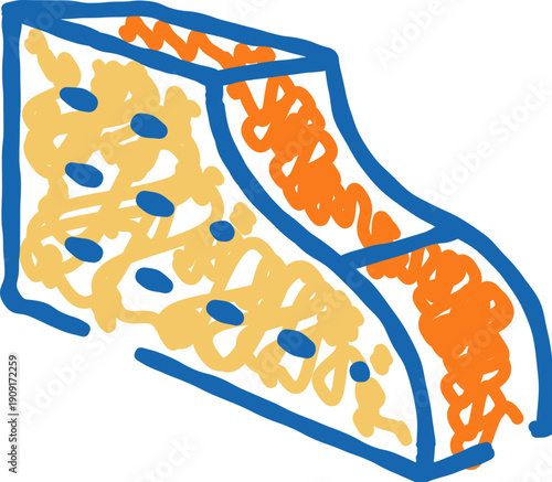 Hand drawn doodle sketch representing a fun outdoor playground structure featuring a challenging climbing wall with holds and a smooth slide for kids to enjoy active play