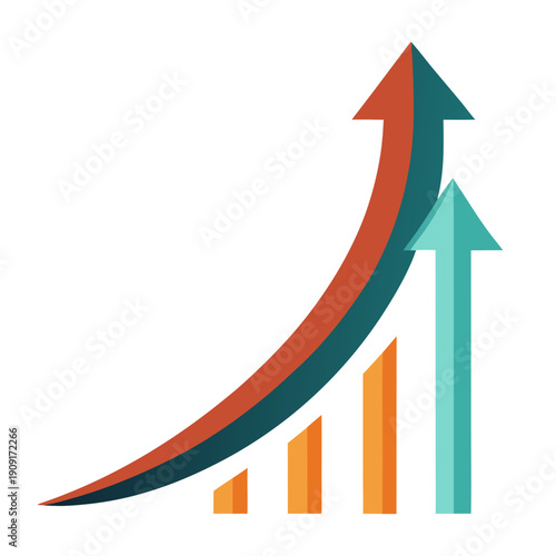 A graph with an upward trend and two arrows