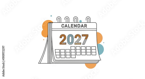 Calendar 2027 Illustration: New Year Planning, Future Goals, Time Management Concept