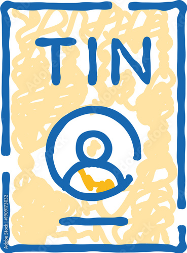 Hand drawn sketch showing a personal tax identification number document with user profile icon, representing individual financial records and identity verification