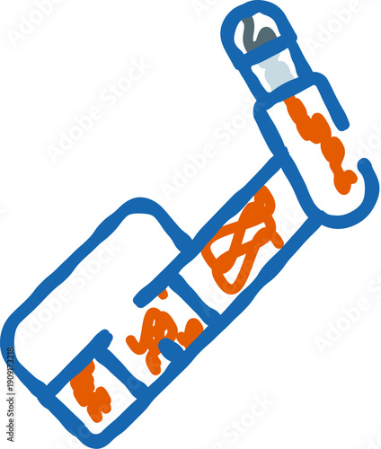 Electronic vaporizer device with liquid inside, showing a stylized representation of vaping, tobacco, and nicotine use, designed as a simple outline doodle icon