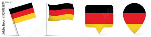 Germany map silhouette with horizontal national flag colors