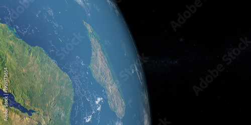 Madagascar Island, Africa. Aerial view from space. 3d render
