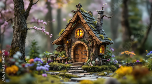 Wallpaper Mural Fantasy home of tiny wood dweller, macro view of fairy tale hut Torontodigital.ca