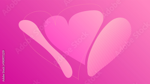 Modern Romantic Template Gradient Pink Colorful Background. Abstract Heart Hand Drawn Organic Shapes Design Vector. Suitable for Digital Marketing, Branding, Photo Collage Design, and Creative Content