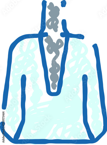 Male torso doodle icon illustration depicting a man opening his shirt, revealing chest hair, representing masculinity, body confidence, and personal style