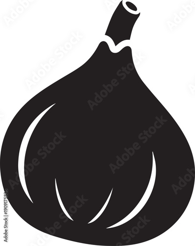 Black garlic bulb icon on white background