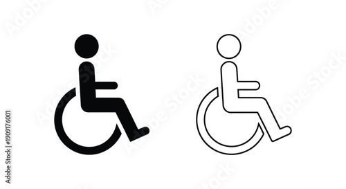 Wheelchair icon set. Handicapped, accessible, impairment, mobility, handicap. Disabled symbol on white background - stock vector. 
