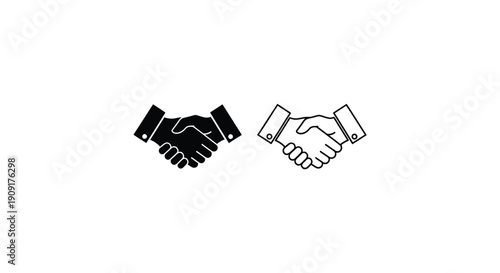 Handshake icons set. Business agreement handshake symbol set. Shaking hands logo. Friendly handshake line and flat style - stock vector
