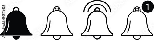 Notification bell icon. Alarm symbol. Incoming inbox message. Ringing bells. Alarm clock and smartphone application alert. Social media element. New message symbol flat style - stock vector.