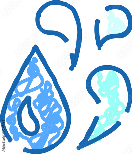 Hand drawn blue teardrop icon illustrating concepts of sadness, crying, pain, and grief, often associated with strong human emotions like sorrow and heartbreak