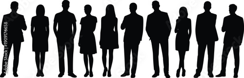 Silhouette business people standing together in formal attire teamwork diversity corporate culture professional group vector illustration design art