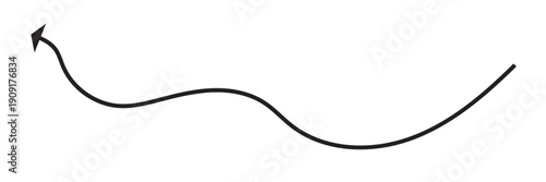 Hand Drawn curved Long Vector Arrow on white Background.