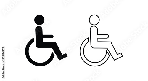 Wheelchair icon set. Handicapped, accessible, impairment, mobility, handicap. Disabled symbol on white background - stock vector. 
