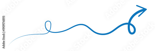 Hand Drawn curved Long Vector Arrow on white Background.