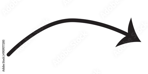 Long curved hand drawn arrow vector.