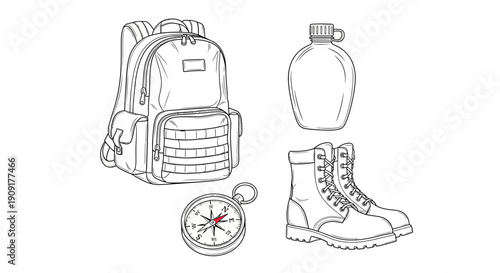 Hiking Gear: Backpack, Boots, Compass, and Canteen - Outdoor Adventure Essentials