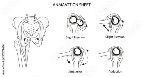 Hip Joint Anatomy Animation Sheet: Flexion, Extension, Abduction, Adduction