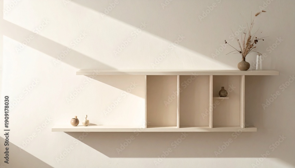 Fototapeta premium Long Floating Shelf with Divided Sections