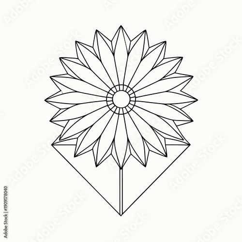 A flower with many petals on a diamond shape