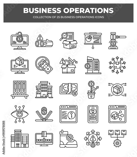 Collection of 25 Business Operations Icons: Streamline Your Workflow