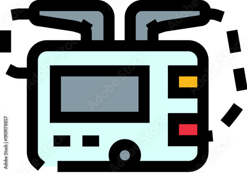 Automated external defibrillator icon representing medical equipment used for emergency resuscitation and providing crucial first aid in cardiac arrest situations