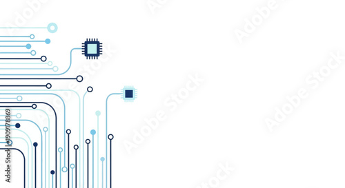 Modern technology circuit board with microchips and connections