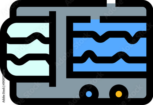 Scientific instrument generating a waveform visualization illustration, representing data monitoring, measurement, and analysis for various applications from medical diagnosis to seismic activity