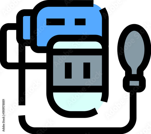 Blood pressure monitor icon representing health, diagnostics, and essential medical equipment for measuring vital signs and monitoring cardiovascular conditions