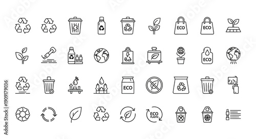 Eco friendly icons for sustainable living and recycling