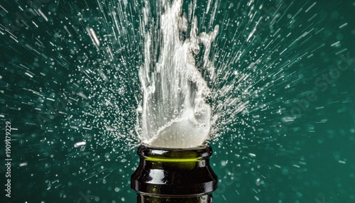 Canvas Print Dynamic Champagne Pop with Effervescent Spray