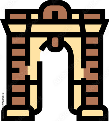Archway entrance vector icon illustrating ancient architectural structure, representing concepts like heritage, travel, history, discovery, and passage