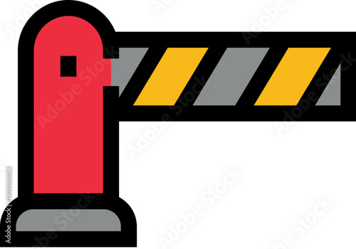 Boom barrier icon providing access control, managing vehicle entry and exit to parking areas, restricting road access, regulating traffic flow, and ensuring security for private properties