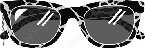 Trendy Black and White Marble Pattern Sunglasses Vector Illustration for Fashion Design