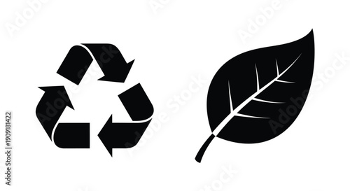 Recycling symbol with a leaf representing environmental sustainability
