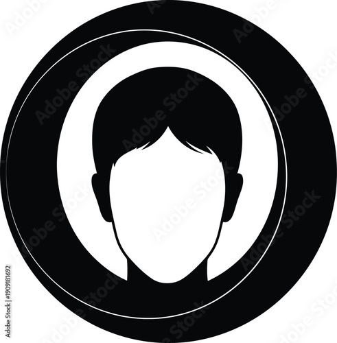 Minimalist Black and White Male Avatar Icon for Profile, Social Media, and User Interface Design