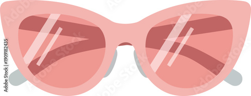 Trendy Pink Cat Eye Sunglasses Vector Illustration Isolated on White for Fashion Design