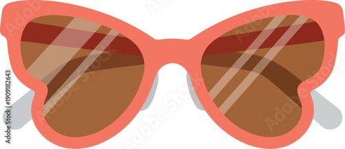 Trendy Heart Shaped Pink Sunglasses Vector Isolated on White, Summer Fashion Accessory Illustration