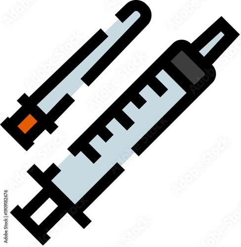 Syringe and separate needle illustrating medical treatment, vaccination, and healthcare procedures with precise dosage for hospital and clinic use, representing health and wellness