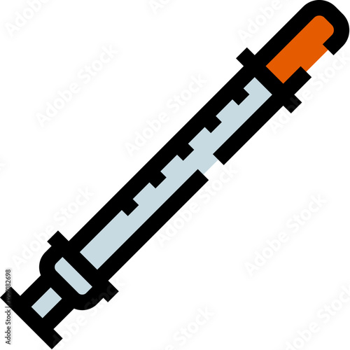 Syringe icon symbolizing vaccination, injection and medical treatment for prevention, immunization and therapy in clinical, hospital and public health settings, vector illustration