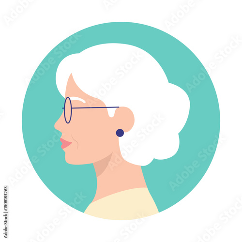 Photos Elderly Woman Profile Vector Icon
