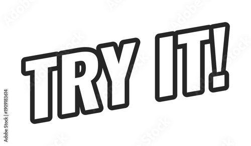 Try it web button in bold black outline. Trial functionality. User interaction. Test tool. Preview mode. Demo feature. Minimal uppercase text. Angled letters with white fill. UI UX. Oswald font used