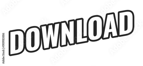 Download web button in bold black outline. File transfer. Content saving. Software downloading. Save app data. Minimal uppercase text. Angled letters with white fill. UI UX. Oswald font used