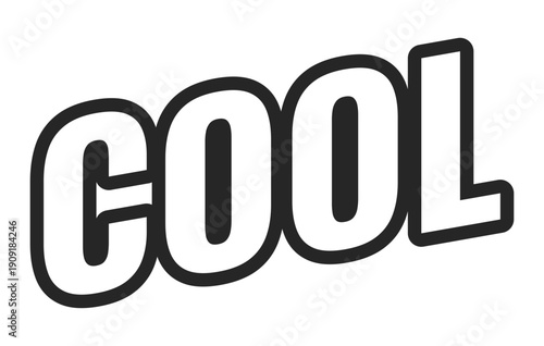 Cool web button in bold black outline. Approval reaction. Chill vibes. Relaxed positive response. Casual reply. Minimal uppercase text. Angled letters with white fill. UI UX. Oswald font used