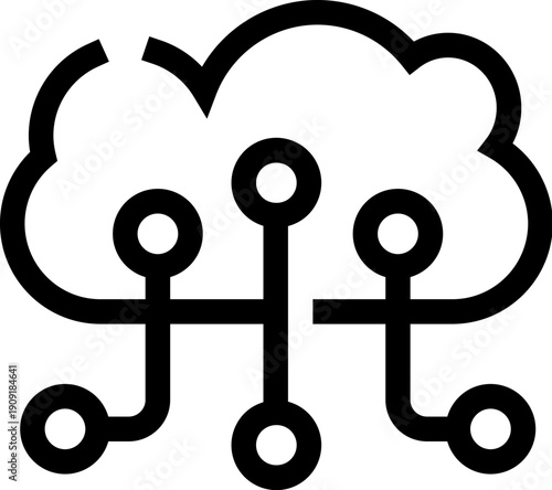 Cloud icon representing a global data network and infrastructure, illustrating connectivity, digital communication, and distributed servers in a technology ecosystem