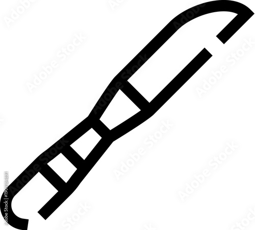 Knife isolated on a white background, symbolizing cooking tools, culinary equipment, and dinnerware used for preparing and serving food with a clean, simple, and minimalist design